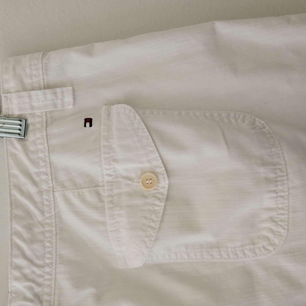 Tommy Hilfigerā White Cotton Bermuda Shorts Nautical Beach Size 10 - Picture 9 of 13